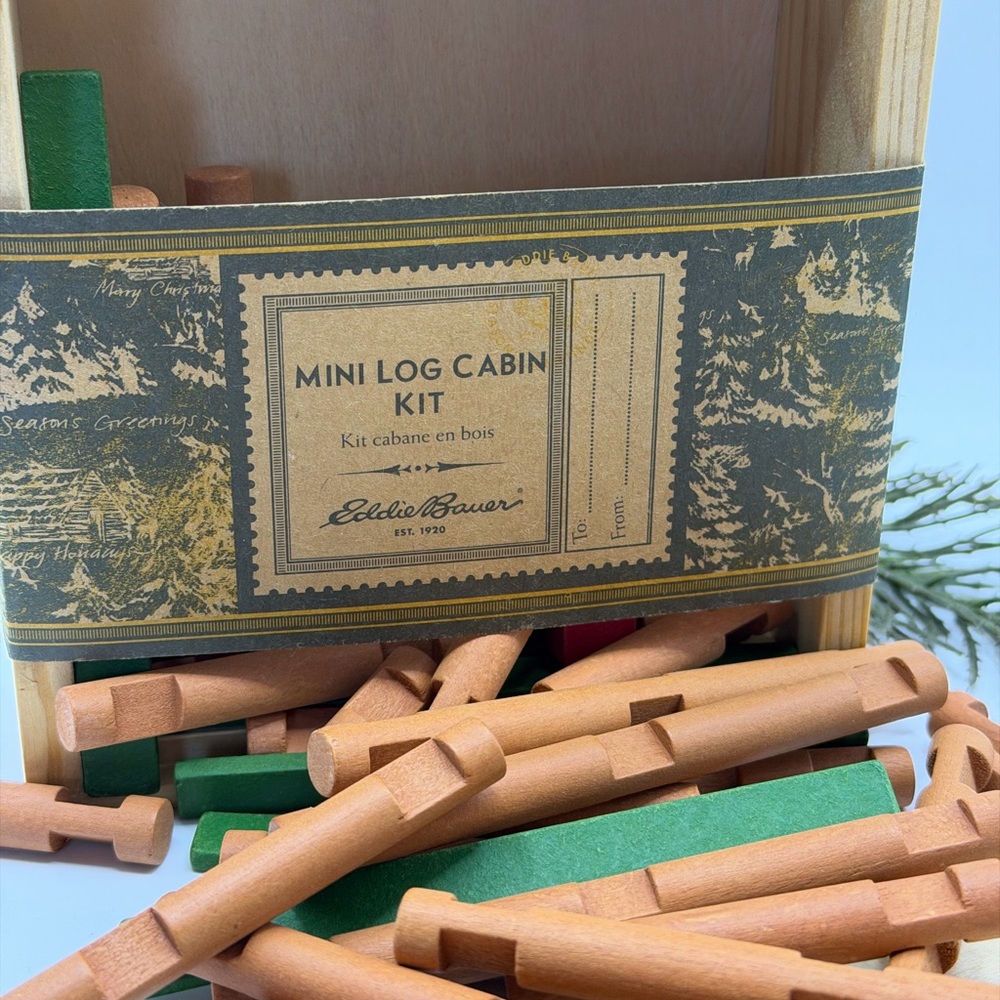 Eddie Bauer Wooden Log Cabin Kit - Brown and Green- Kids